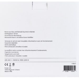 FURBER Wasserkocher Vetro 1 l, Silber/Transparent